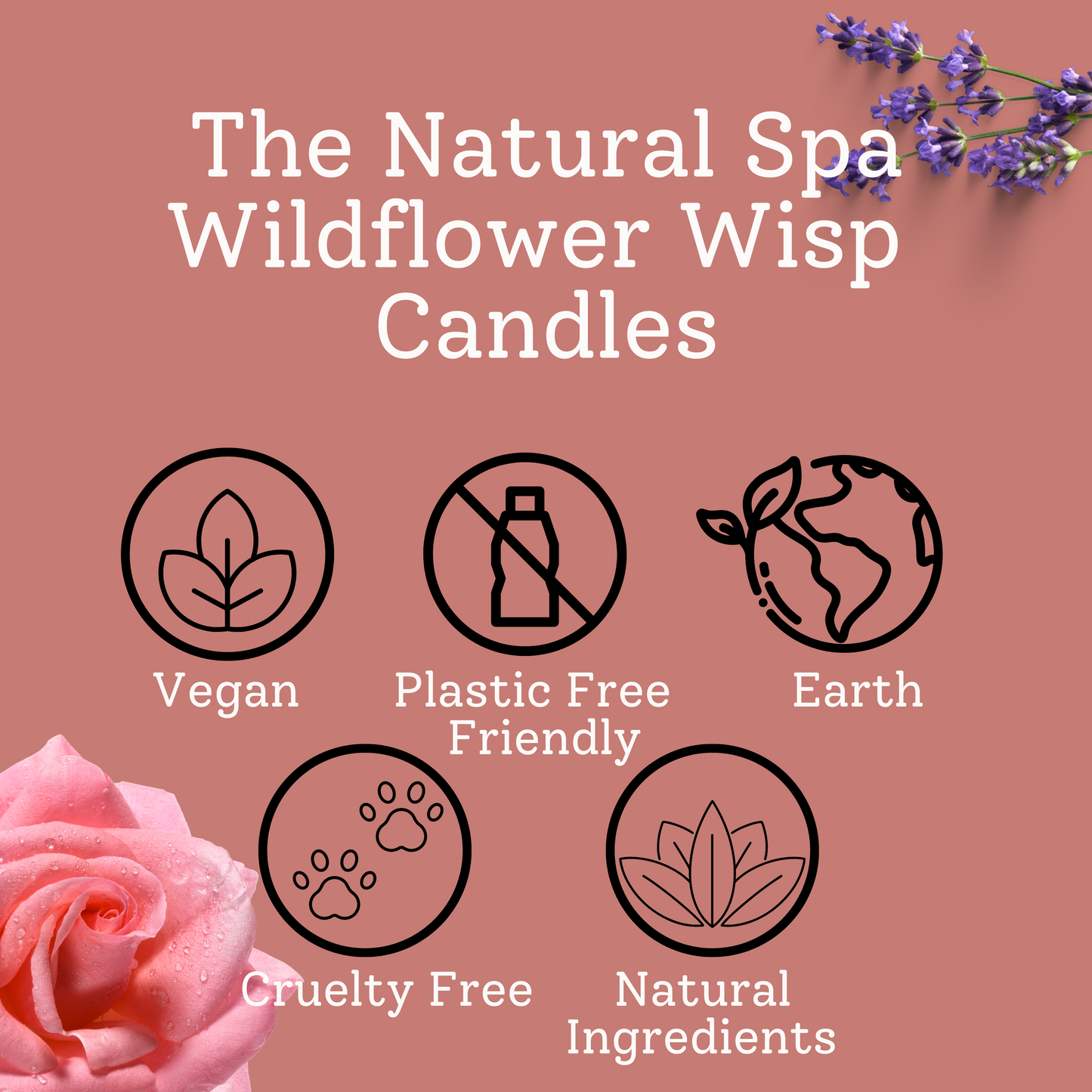 Vela de cera de coco vertida a mano Wildflower Wisp - 2 opciones de tamaño