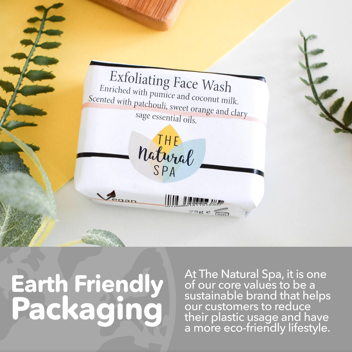 exfoliating face wash bar, solid face wash, plastic-free skincare, vegan
