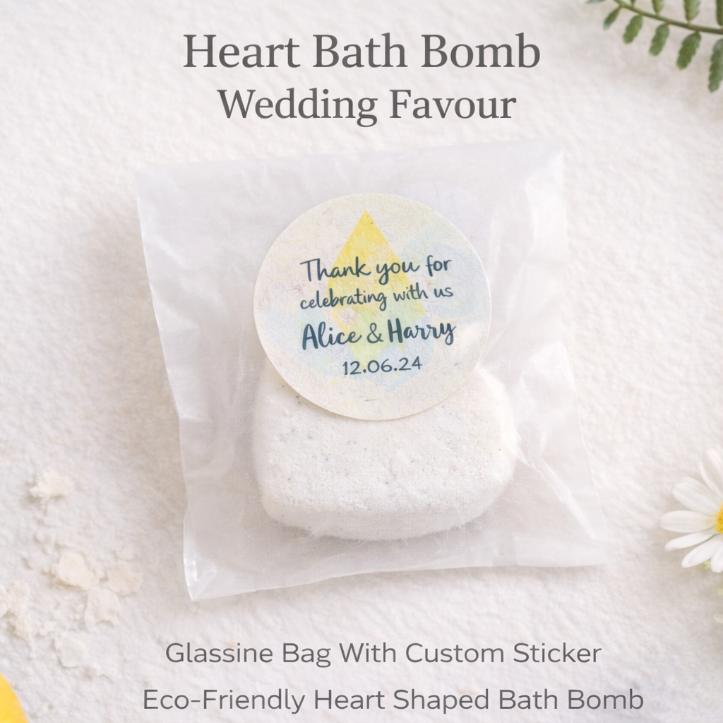 🌿 Heart Bath Bomb Wedding Favours (25 pieces)