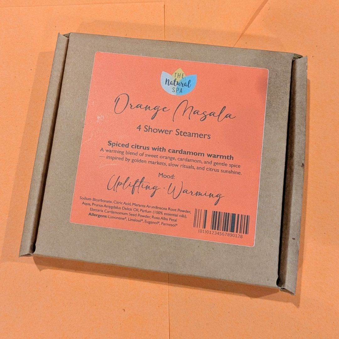 Orange Masala Aromatherapy Shower Steamers – Spiced Citrus & Cardamom – Set of 4