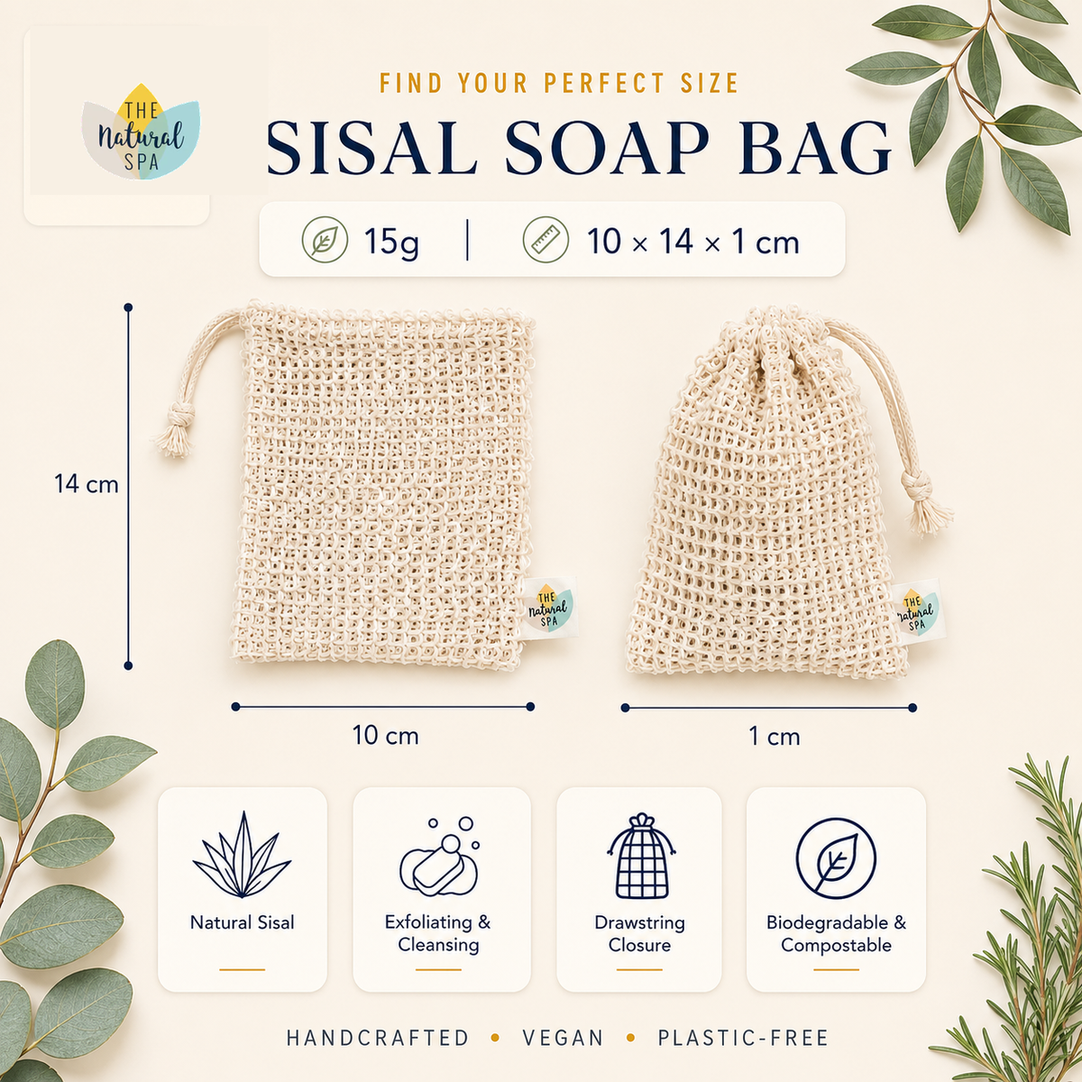 Rosemary Clementine Soap Saver Bag | Soap Offcuts in Natural Sisal Pouch | Sue's Staff Pick for June