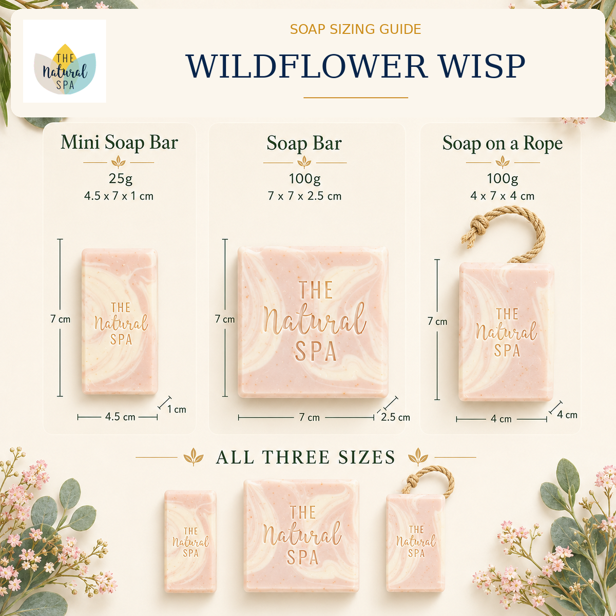 Wildflower Wisp Cold Process Soap | Rose, Lavender & Grapefruit Natural Handcrafted Soap | Vegan, Plastic-Free Skincare | 3 Styles Available