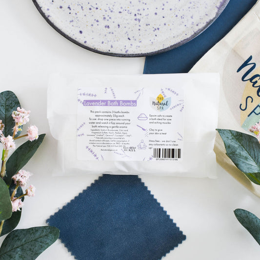 Lavender Aromatherapy Bath Bombs | Pack of 3 | Natural Relaxing Bath Fizzers for Stress Relief & Calm | Vegan, Plastic-Free