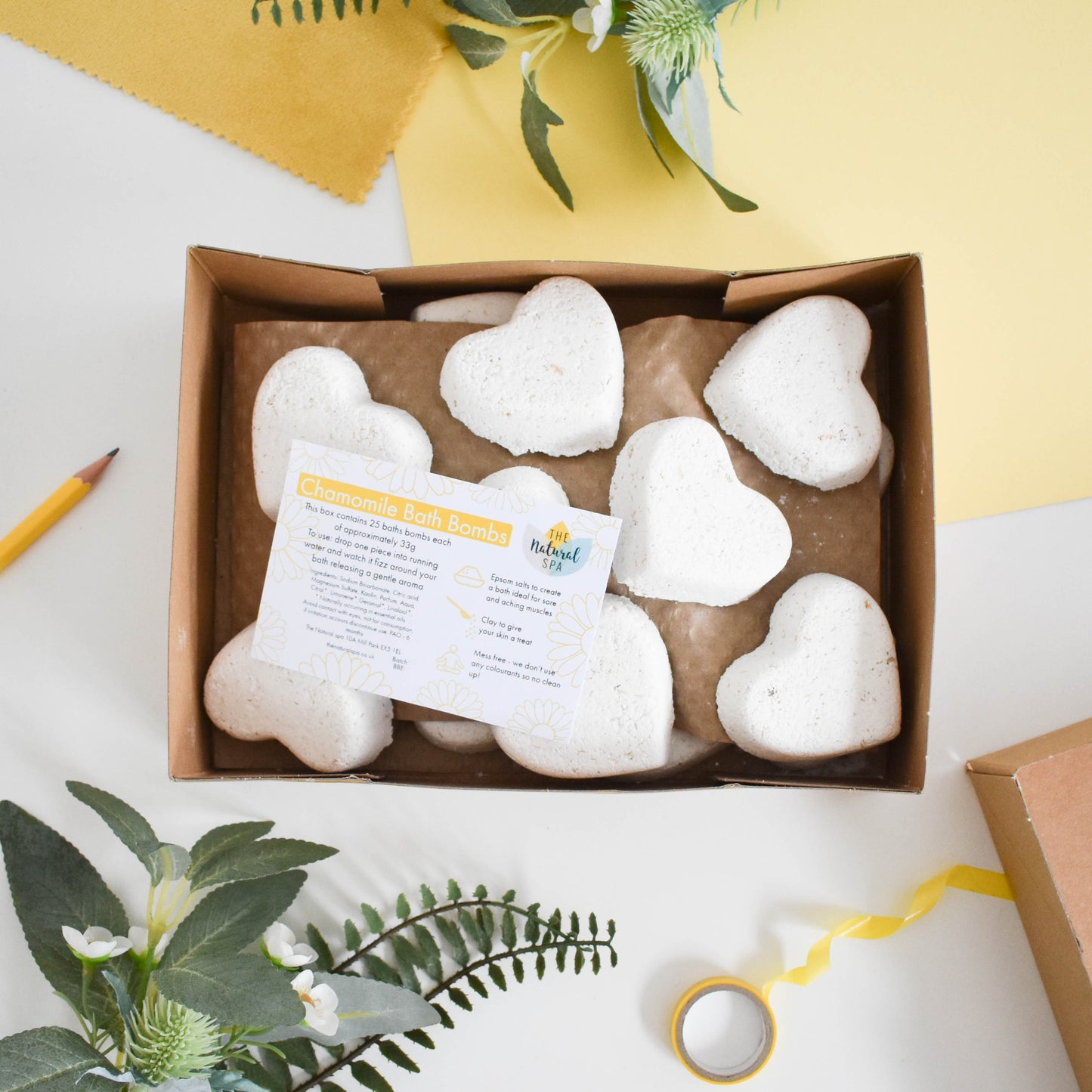 Chamomile Aromatherapy Bath Bombs | Pack of 25 | Natural Relaxing Bath Fizzers for Calm & Stress Relief | Vegan, Plastic-Free