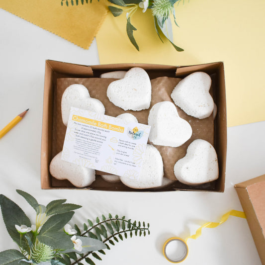 Chamomile Aromatherapy Bath Bombs | Pack of 25 | Natural Relaxing Bath Fizzers for Calm & Stress Relief | Vegan, Plastic-Free
