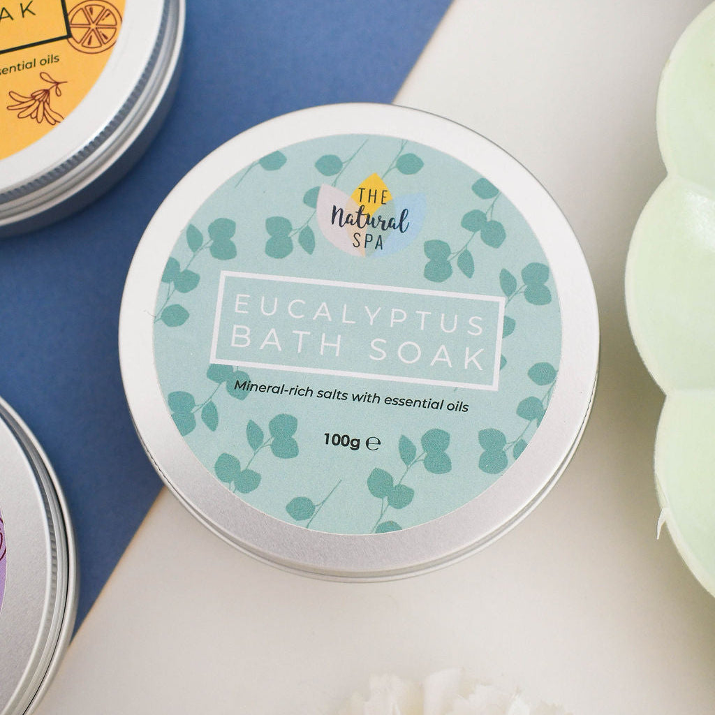 Eucalyptus Bath Soak | Natural Mineral Bath Salts Tin UK