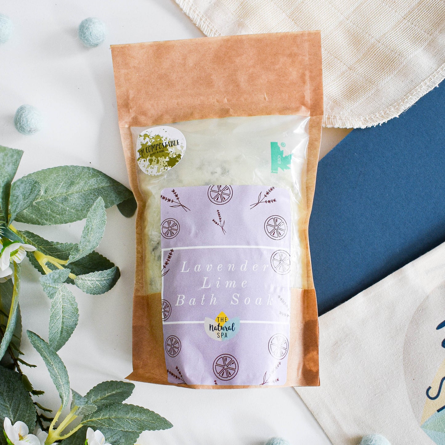 225g Lavender and Lime Bath Soak - Compostable pouch