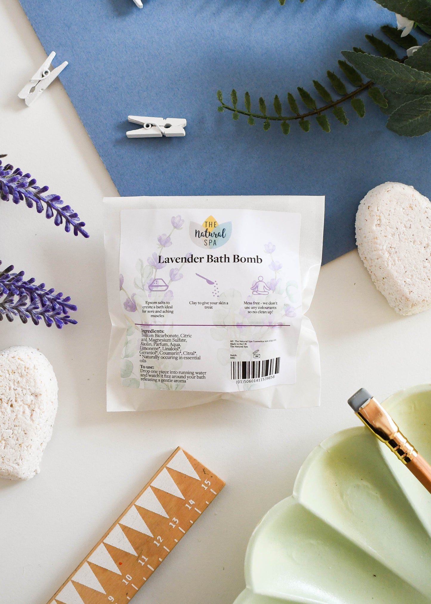 Lavender Aromatherapy Bath Bomb | Natural Relaxing Bath Fizzers for Stress Relief & Calm | Vegan, Plastic-Free