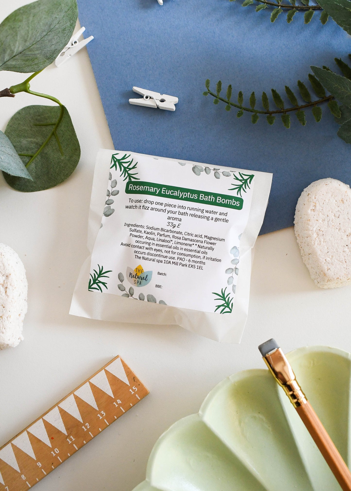 Rosemary Eucalyptus Aromatherapy Bath Bomb - Natural Fizzy Bath Fizzers for Relaxation & Stress Relief | Vegan, Plastic-Free
