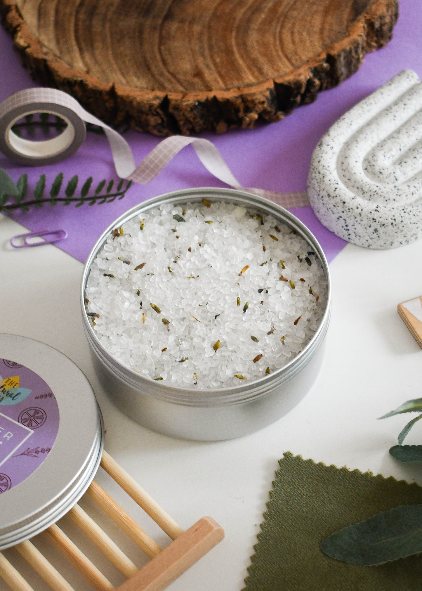 Lavender Lime Bath Soak | Natural Mineral Bath Salts Tin UK