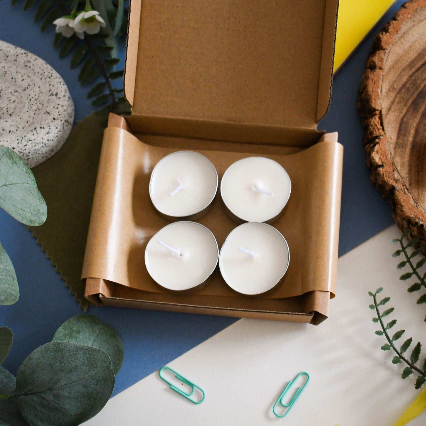 Natural Tealight Candles (Pack of 4) | Scented Coconut Wax Tealights UK