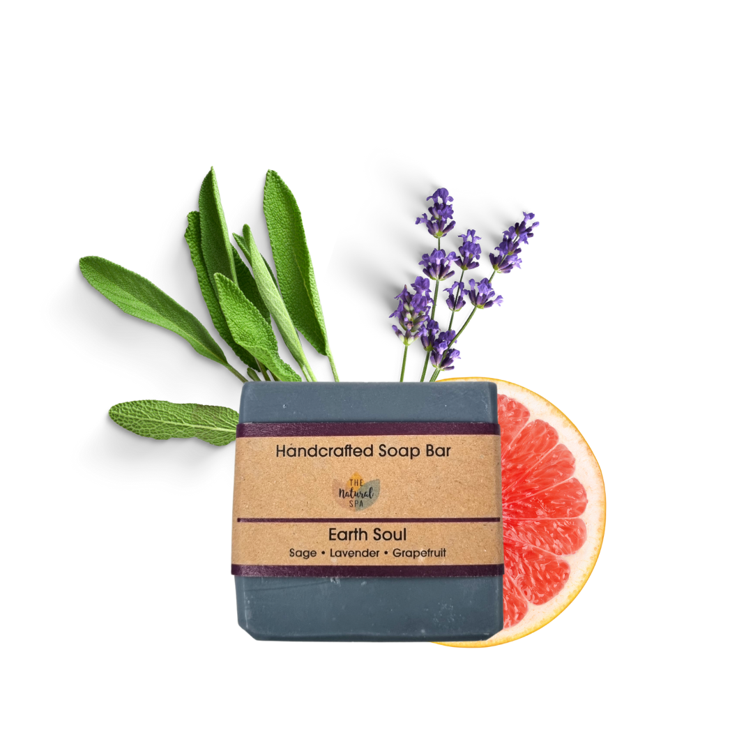 Barra de jabón Earth Soul 100 g - Salvia / Lavanda / Pomelo - 3 estilos diferentes