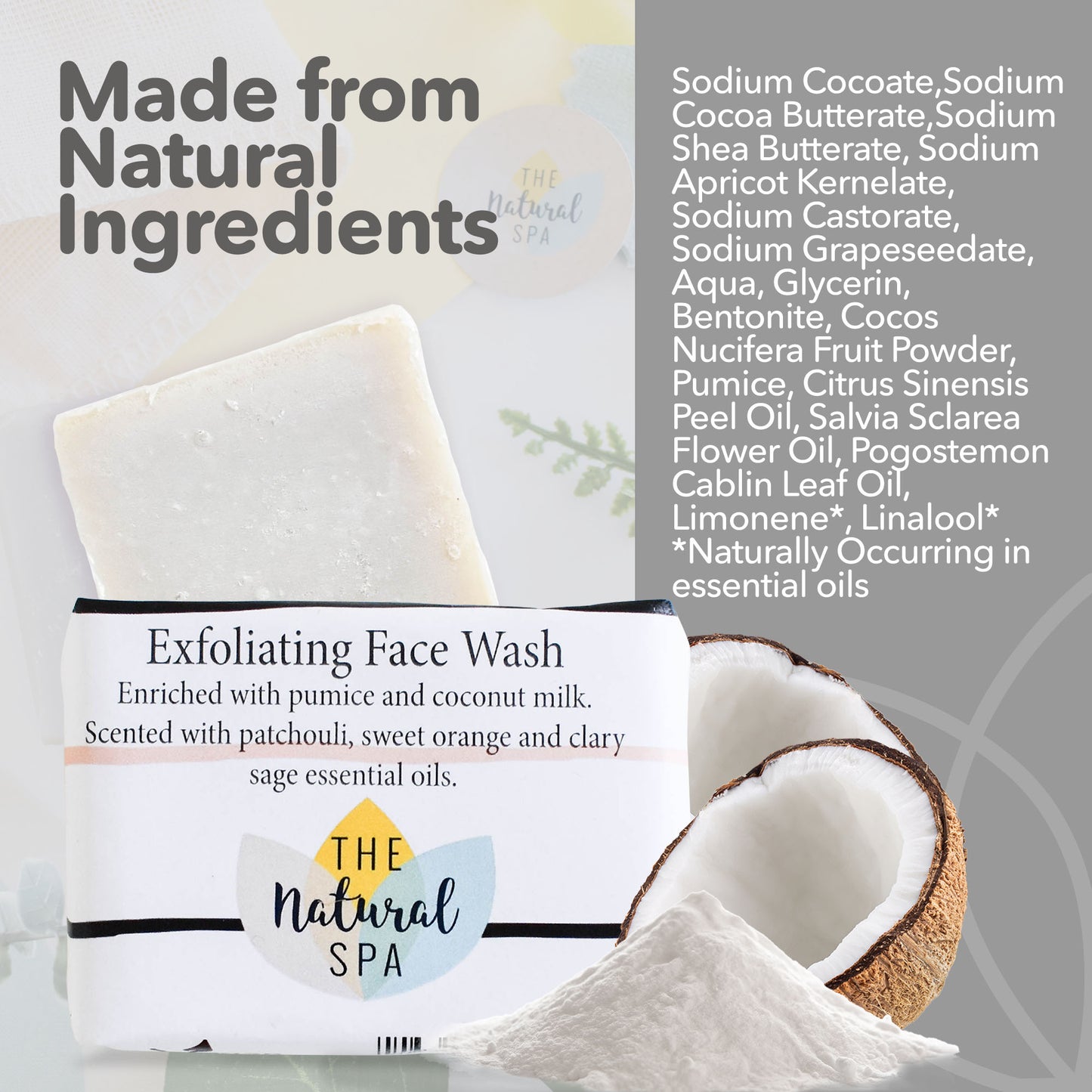 Exfoliating Face Wash Bar - Patchouli, Clary Sage , Sweet Orange