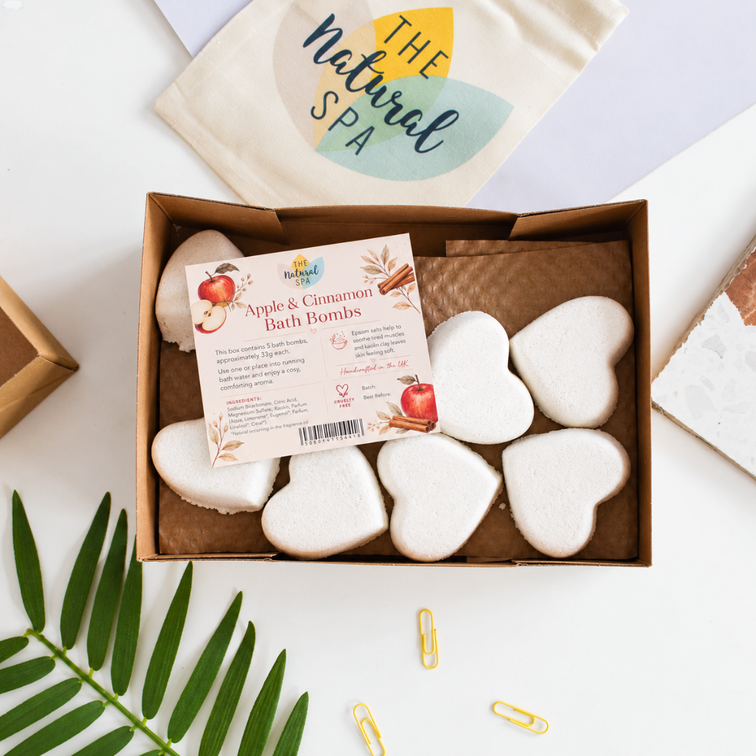 Apple & Cinnamon Aromatherapy Bath Bombs | Natural Relaxing Bath Fizzers for Stress Relief & Calm | 3 Size Options