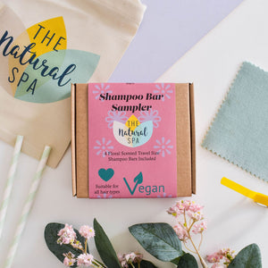 Floral Mini Shampoo Sampler - set de regalo con 4 mini barras de champú