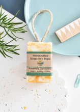 Load image into Gallery viewer, Rosemary Clementine Soap on a Rope 100g